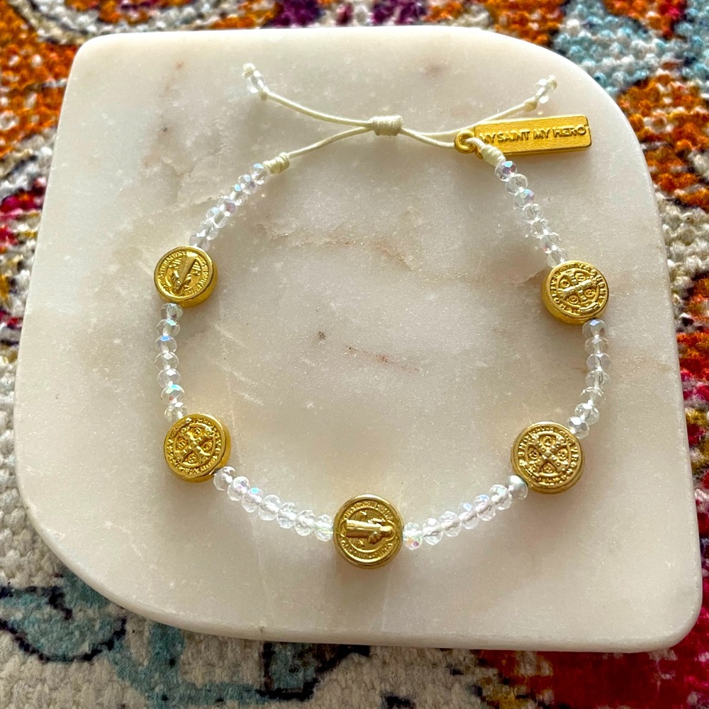 My Saint My Hero Gratitude Blessing Bracelet in Gold